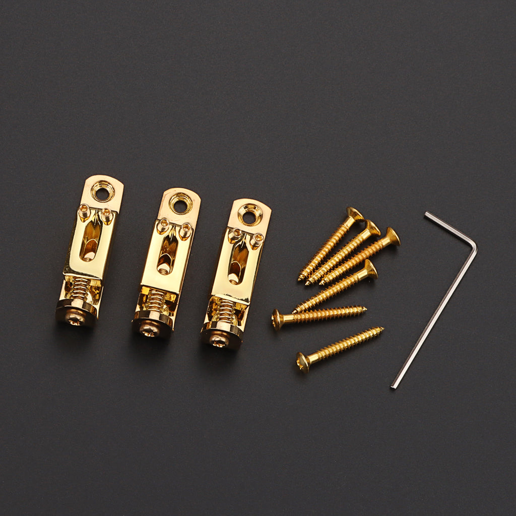 3Pcs/Set Individual Single Bridge Saddles for Electric Guitar Gold