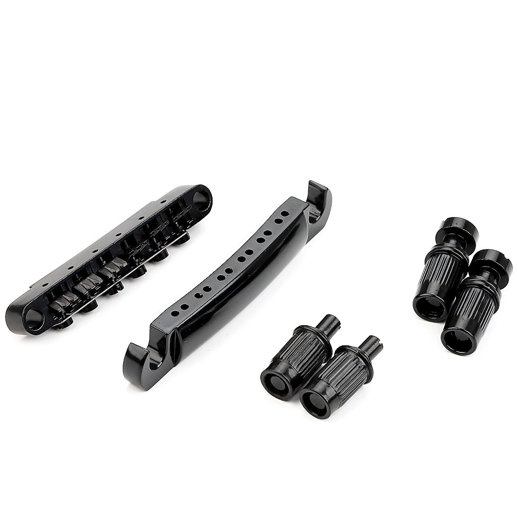 12 String Saddle Tune-O-Matic Bridge & Tailpiece Set For LP Electric Guitar Parts Black