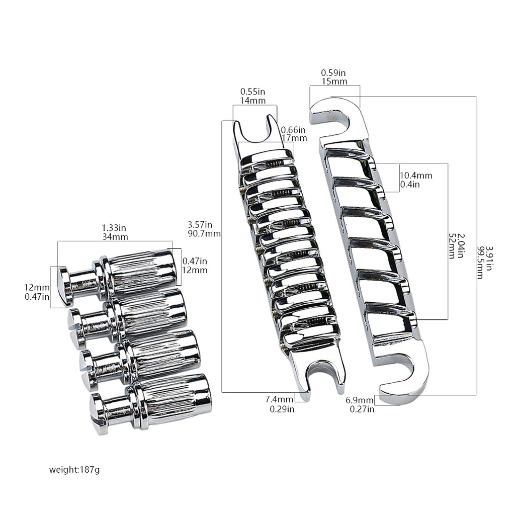 Tune-O-Matic LP SG Electric Guitar Bridge +Guitar Stop Bar Tailpiece with Anchors And Studs for LP SG Guitars Chrome Black
