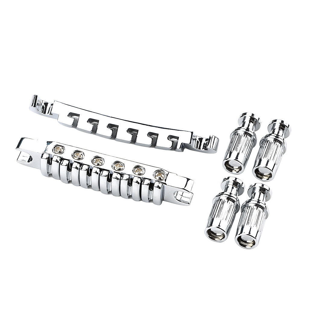 Tune-O-Matic LP SG Electric Guitar Bridge +Guitar Stop Bar Tailpiece with Anchors And Studs for LP SG Guitars Chrome Black