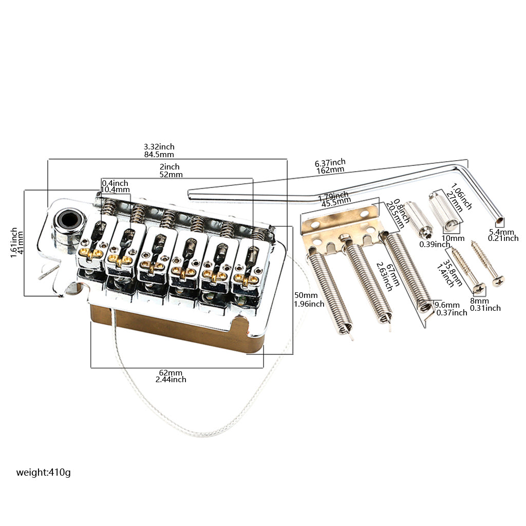 2 Point Guitar Tremolo Bridge with Tremolo System Brass Block Push In Arm for Electric Guitar Parts