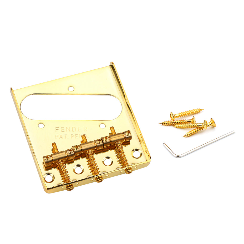 54mm Vintage Telecaster Bridge Brass 3-Saddles for Tele TL Style Electric Guitar Gold