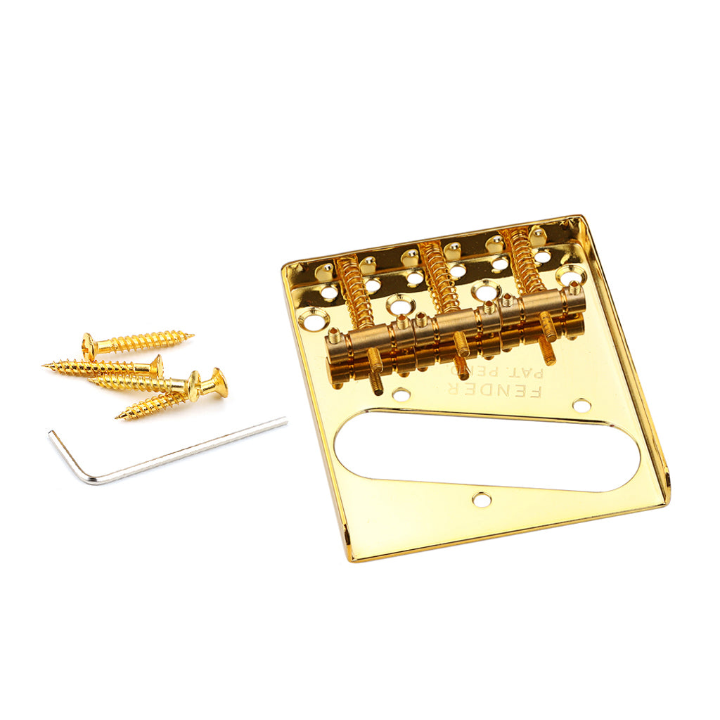 54mm Vintage Telecaster Bridge Brass 3-Saddles for Tele TL Style Electric Guitar Gold