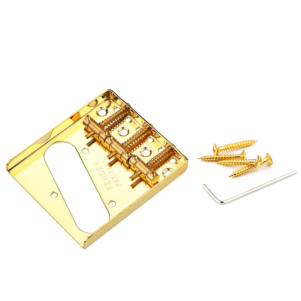 54mm Vintage Telecaster Bridge Brass 3-Saddles for Tele TL Style Electric Guitar Gold