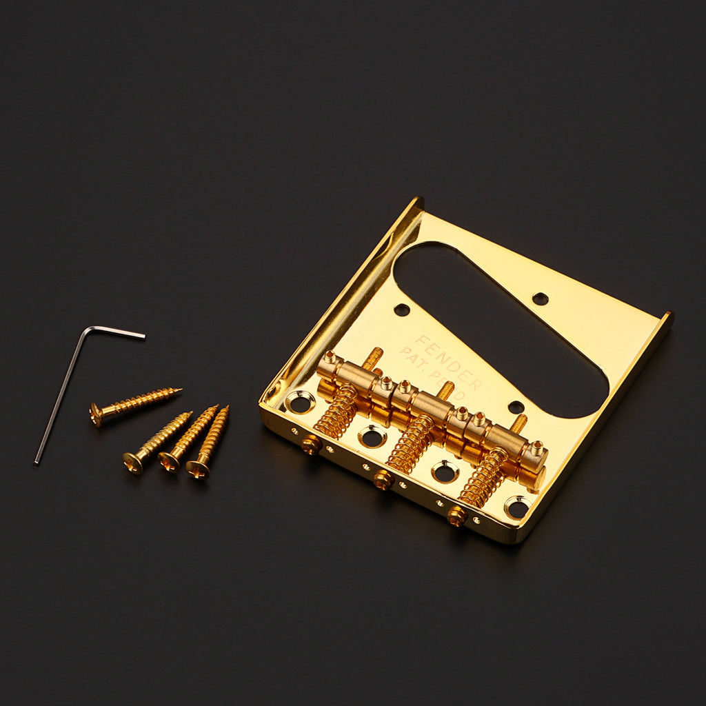 54mm Vintage Telecaster Bridge Brass 3-Saddles for Tele TL Style Electric Guitar Gold