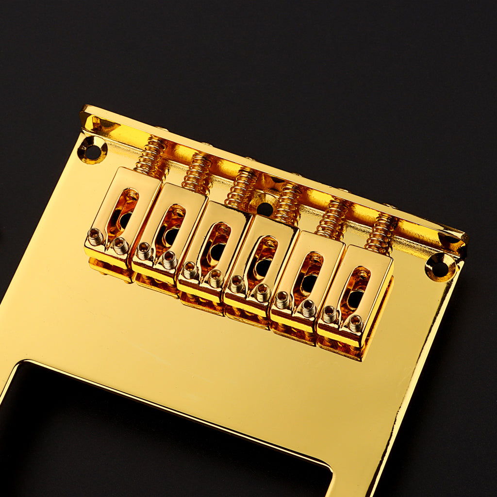 6 String Square Saddle Guitar Bridge for Telecaster Electric Guitar with Double Pickup Hole Gold