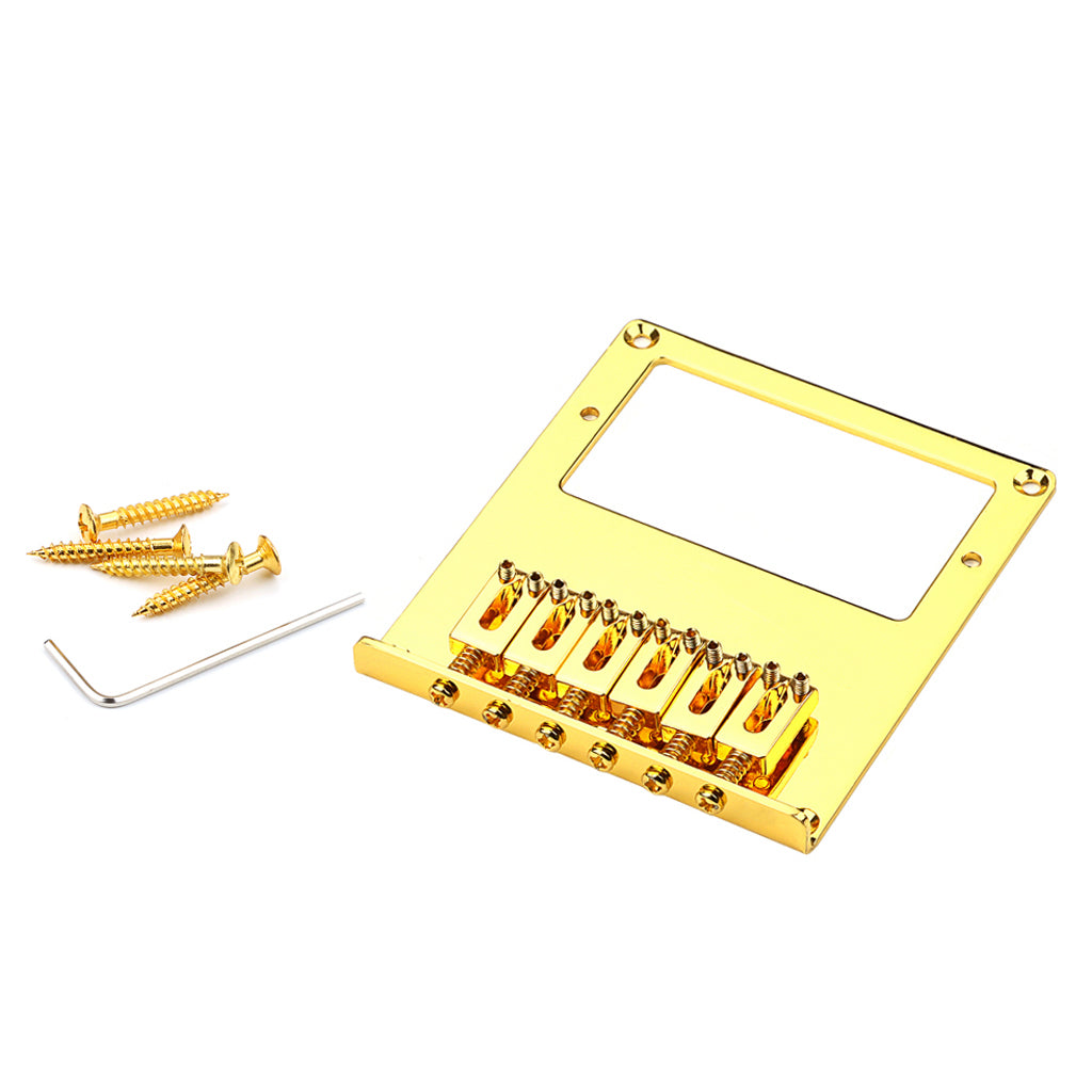 6 String Square Saddle Guitar Bridge for Telecaster Electric Guitar with Double Pickup Hole Gold