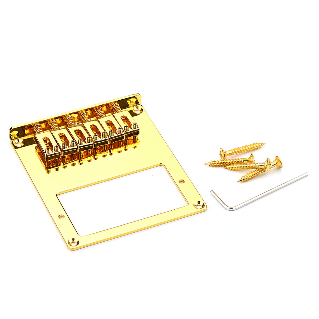 6 String Square Saddle Guitar Bridge for Telecaster Electric Guitar with Double Pickup Hole Gold