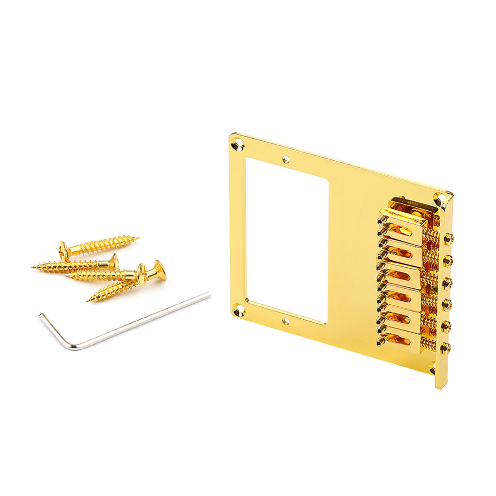 6 String Square Saddle Guitar Bridge for Telecaster Electric Guitar with Double Pickup Hole Gold