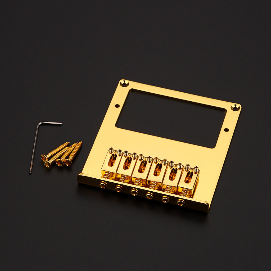 6 String Square Saddle Guitar Bridge for Telecaster Electric Guitar with Double Pickup Hole Gold