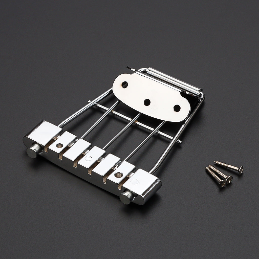 6 String Guitar Trapeze Tailpiece Adjustable Guitar Tailpiece Bridge for Archtop Jazz Bass Guitar Chrome