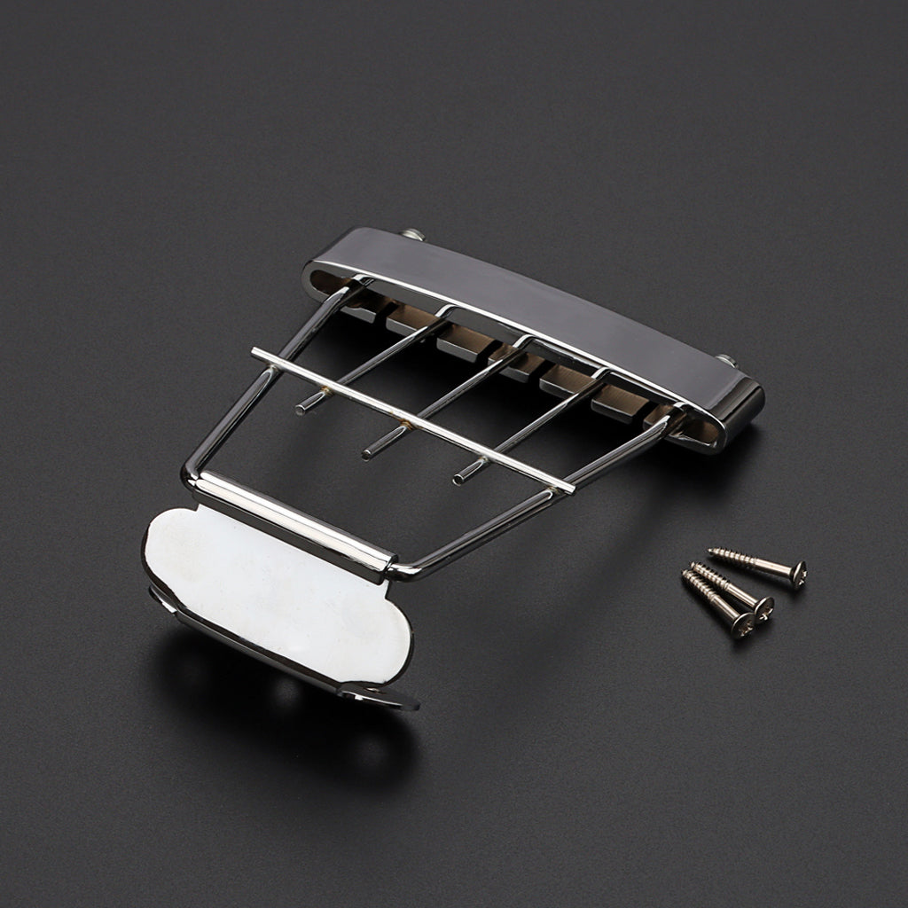 6 String Guitar Trapeze Tailpiece Adjustable Guitar Tailpiece Bridge for Archtop Jazz Bass Guitar Chrome