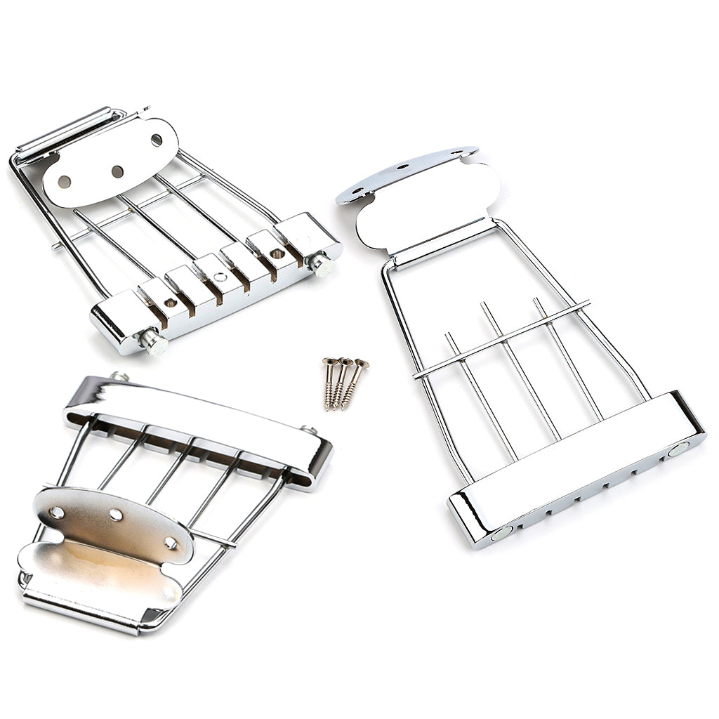 6 String Guitar Trapeze Tailpiece Adjustable Guitar Tailpiece Bridge for Archtop Jazz Bass Guitar Chrome