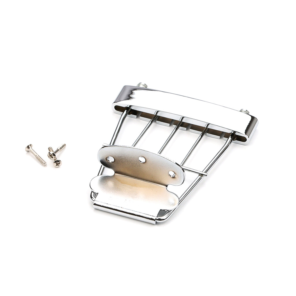 6 String Guitar Trapeze Tailpiece Adjustable Guitar Tailpiece Bridge for Archtop Jazz Bass Guitar Chrome