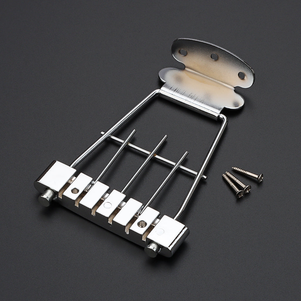 6 String Guitar Trapeze Tailpiece Adjustable Guitar Tailpiece Bridge for Archtop Jazz Bass Guitar Chrome