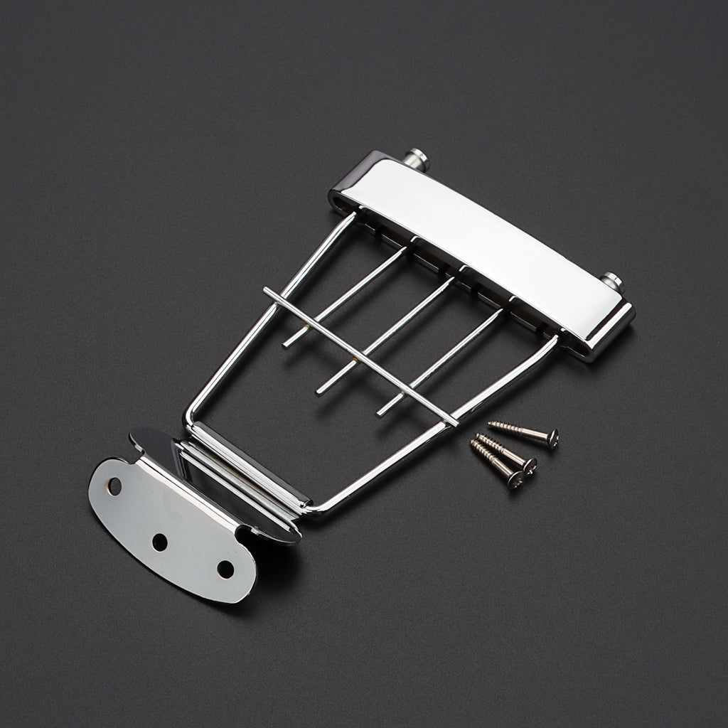 6 String Guitar Trapeze Tailpiece Adjustable Guitar Tailpiece Bridge for Archtop Jazz Bass Guitar Chrome