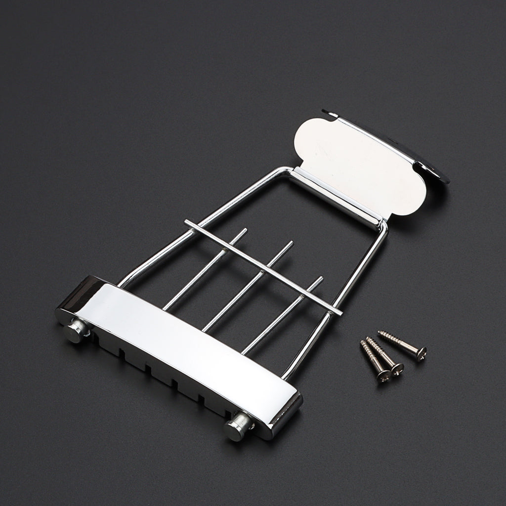 6 String Guitar Trapeze Tailpiece Adjustable Guitar Tailpiece Bridge for Archtop Jazz Bass Guitar Chrome