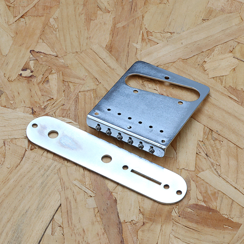 6 String Roller Saddle Bridge and Control Plate with Carving Decorative Pattern for TL Electric Guitar Parts