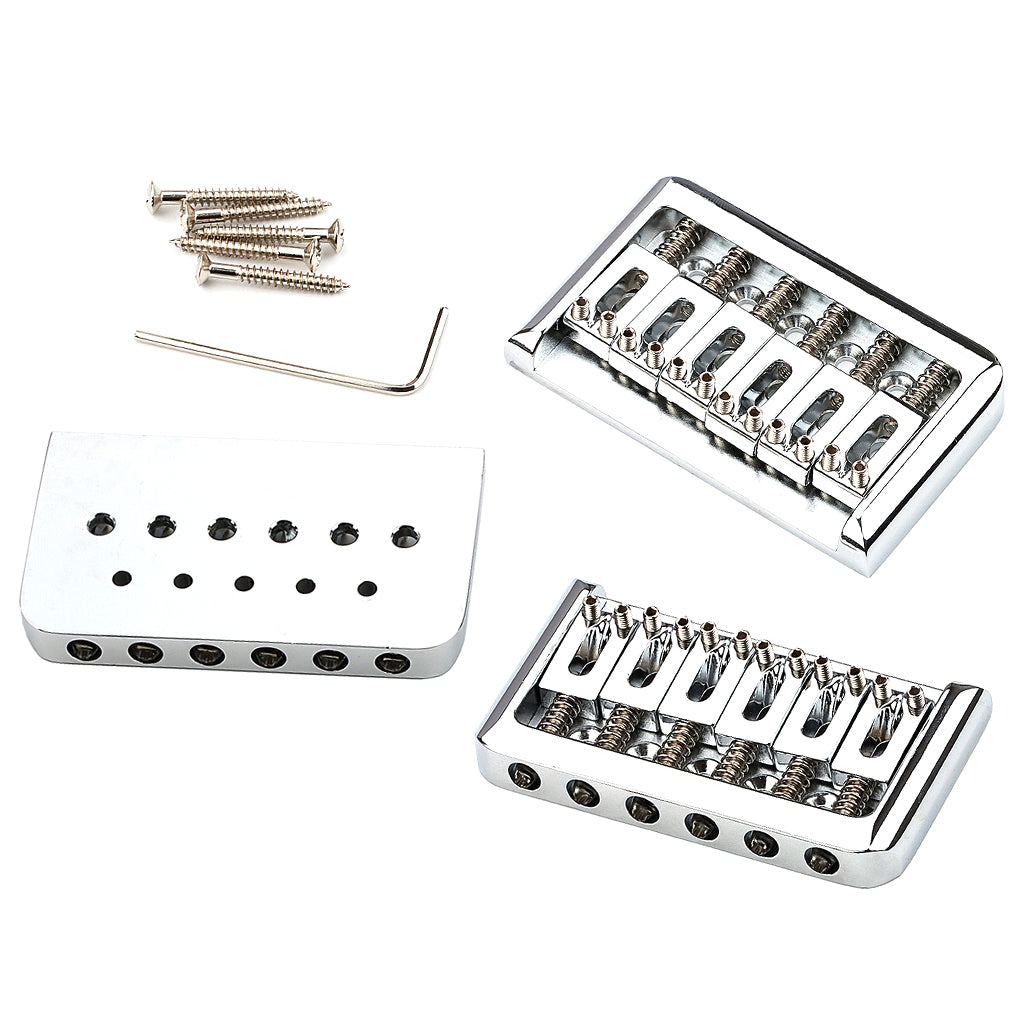 6 String Fixed Hardtail Bridge for Strat Tele Electric Guitar Replacement Chrome