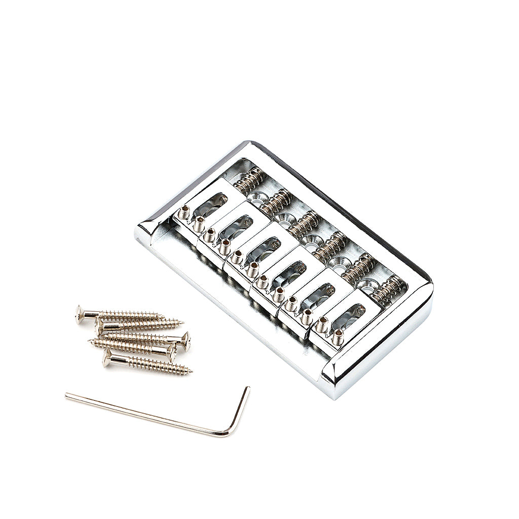 6 String Fixed Hardtail Bridge for Strat Tele Electric Guitar Replacement Chrome