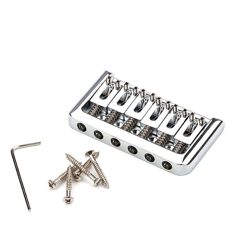 6 String Fixed Hardtail Bridge for Strat Tele Electric Guitar Replacement Chrome