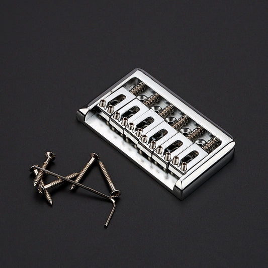 6 String Fixed Hardtail Bridge for Strat Tele Electric Guitar Replacement Chrome