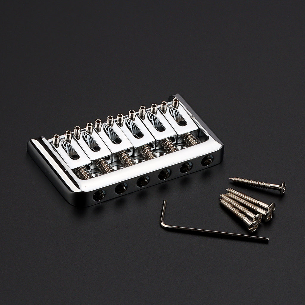 6 String Fixed Hardtail Bridge for Strat Tele Electric Guitar Replacement Chrome