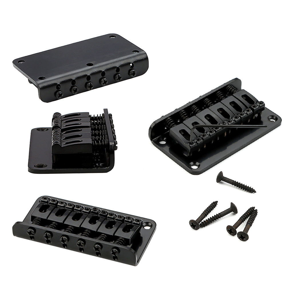 6 String Fixed Hard Tail Guitar Bridge for Electric Guitar Replacement Black