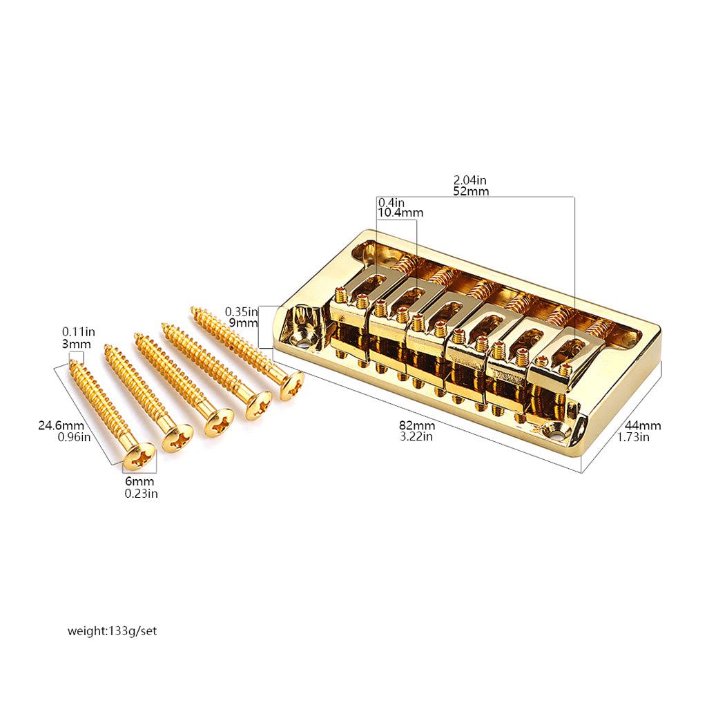 6-string 82mm Roller Hardtail Bridge Electric Guitar Tail Pipe Top Loading Saddle Tailpiece Accessories