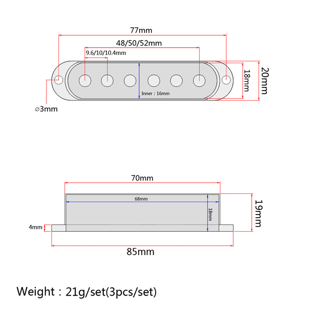 3 Single Coil ST Guitar Pickup Covers
