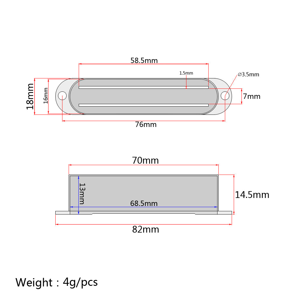 3Pcs Dual Hot Rail Pickup Covers Single Coil for Electric Guitar Parts