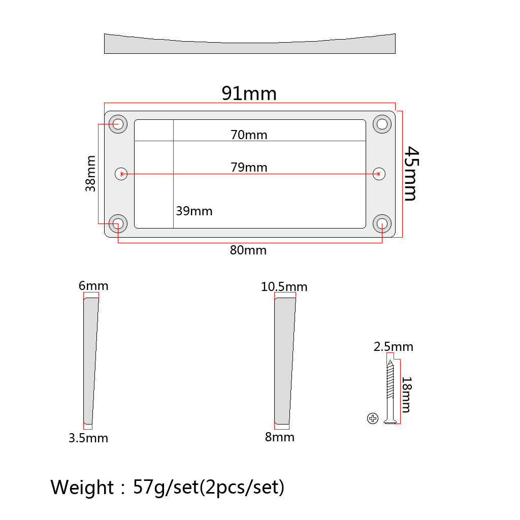 Guitar Pickup Frame cover Humbucker Pickup Frames bridge Pickup Mounting Ring Curved Tapered