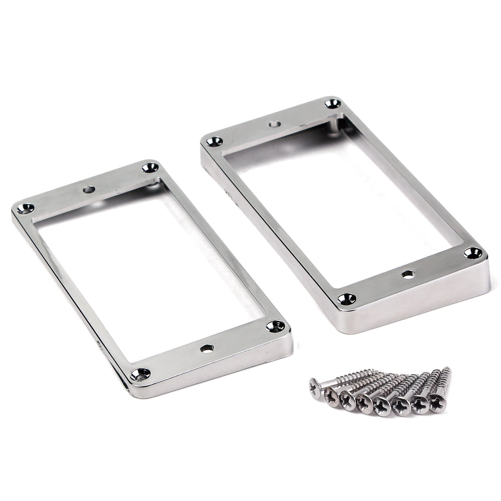 Pickup mounting ring curved bottom, frame, Chrome set of 2 neck and bridge for LP