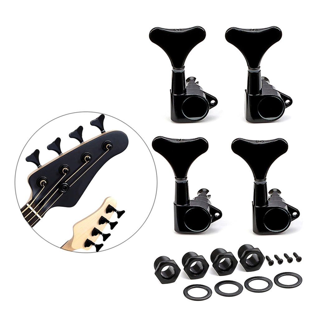 4R Sealed Bass Guitar Tuning Pegs Keys Machine Head Tuners for Electric Bass Guitar Parts Black