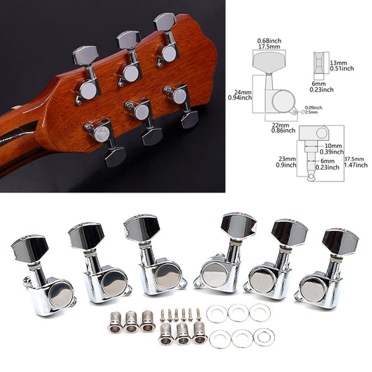 3L3R Guitar Tuner Pegs Sealed Guitar Tuning Pegs Machine Heads for Acoustic or Electric Guitar Small Square Buttons