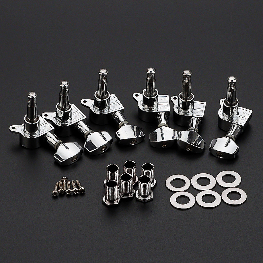 6L Guitar Tuner Pegs Sealed Guitar Tuning Pegs Machine Heads for Acoustic or Electric Guitar Small Square Buttons