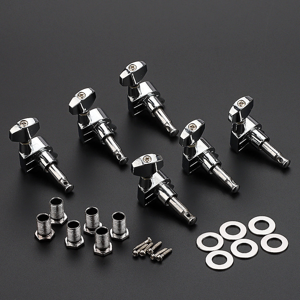 6L Guitar Tuner Pegs Sealed Guitar Tuning Pegs Machine Heads for Acoustic or Electric Guitar Small Square Buttons