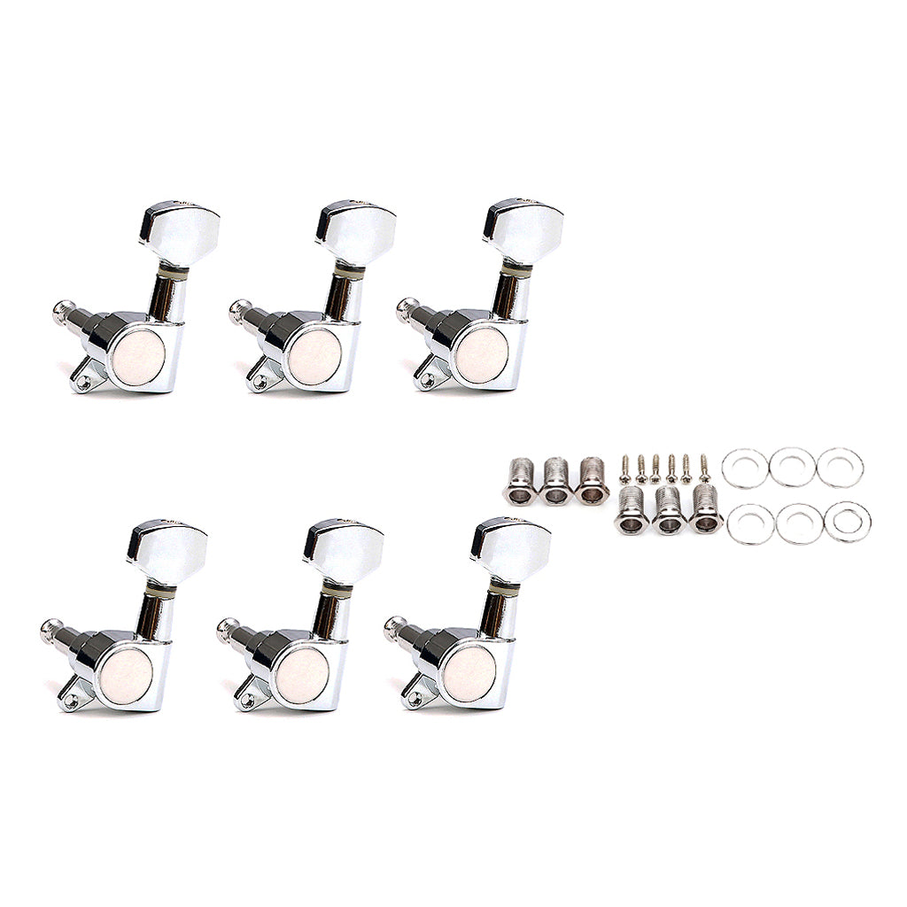 6L Guitar Tuner Pegs Sealed Guitar Tuning Pegs Machine Heads for Acoustic or Electric Guitar Small Square Buttons