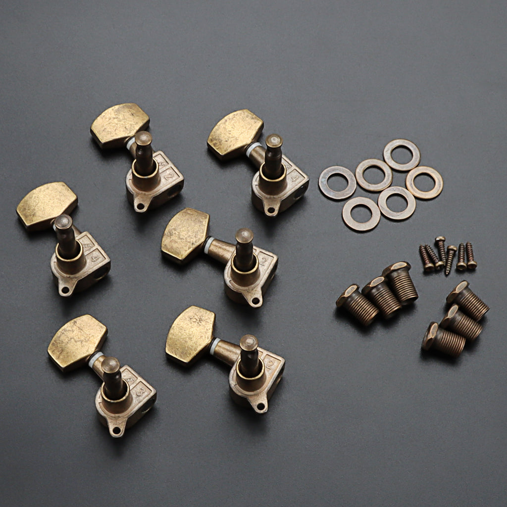 Vintage Style Bronze Guitar Tuning Pegs Locking Tuners Machine Head 6R for Acoustic Electric Guitar Guitarra Accessories