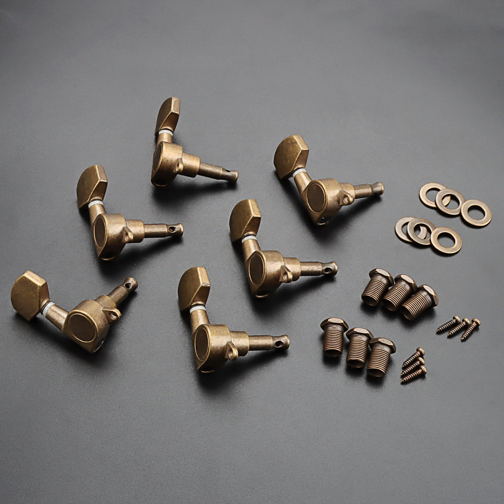 Vintage Style Bronze Guitar Tuning Pegs Locking Tuners Machine Head 6R for Acoustic Electric Guitar Guitarra Accessories