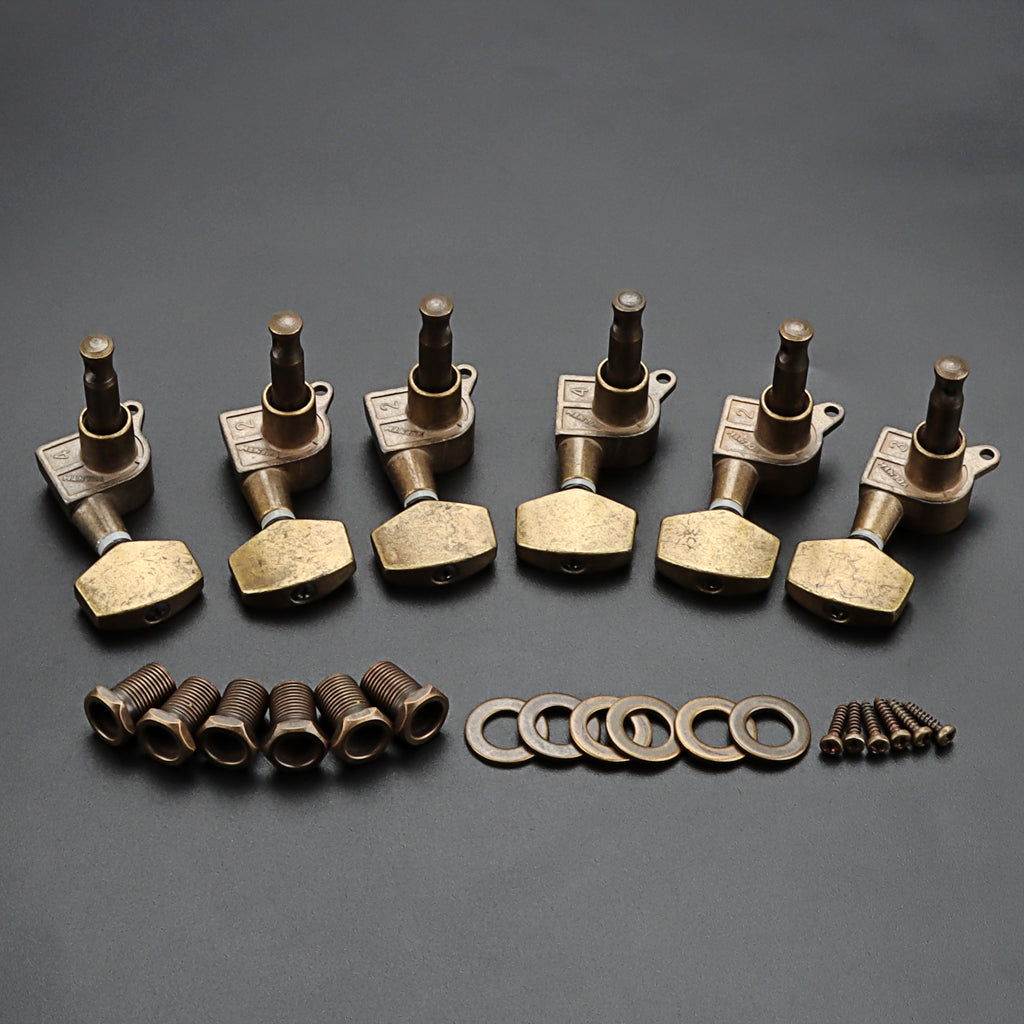 Vintage Style Bronze Guitar Tuning Pegs Locking Tuners Machine Head 6R for Acoustic Electric Guitar Guitarra Accessories