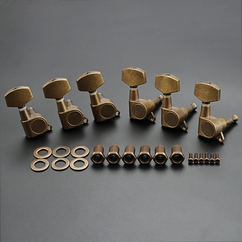 Vintage Style Bronze Guitar Tuning Pegs Locking Tuners Machine Head 6R for Acoustic Electric Guitar Guitarra Accessories