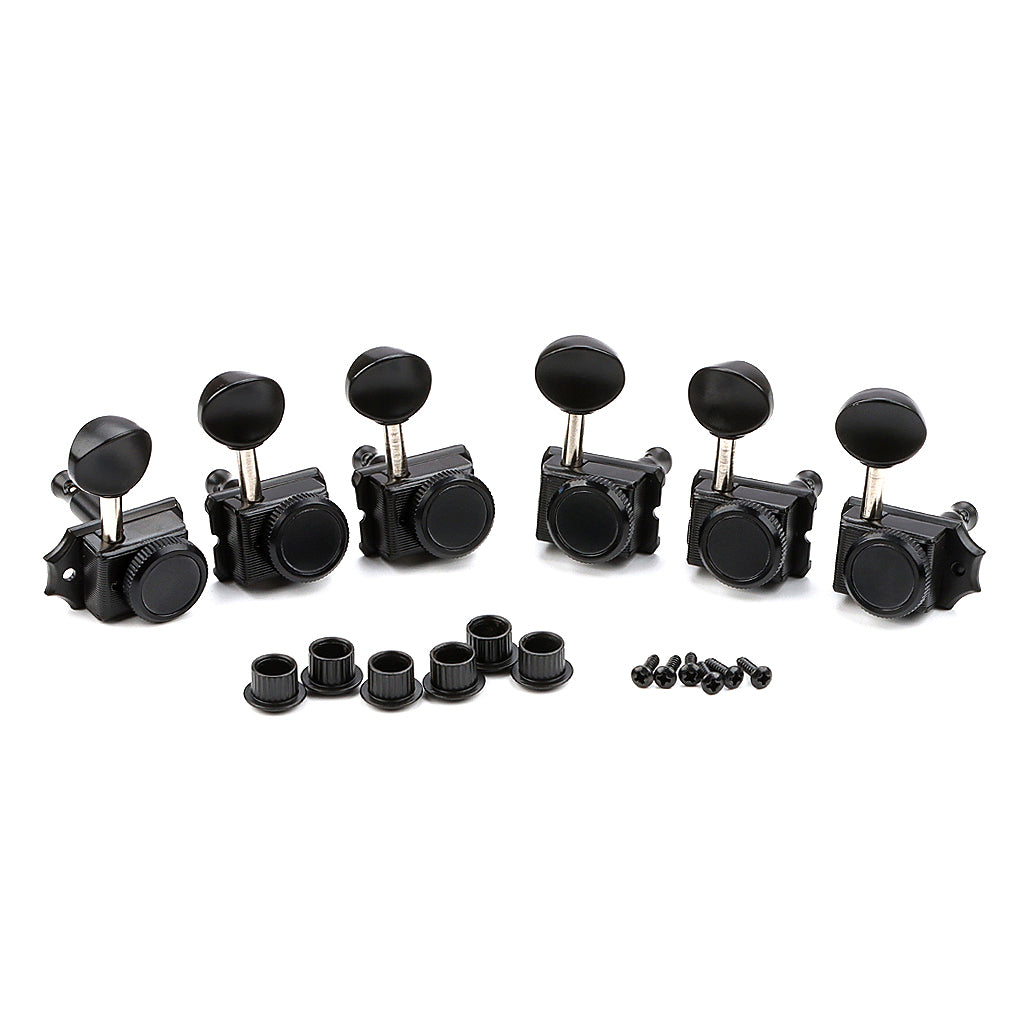 6 Inline Vintage Guitar Lock String Tuners Tuning Key Pegs Machine Heads for ST TL Style Electric Guitars Black