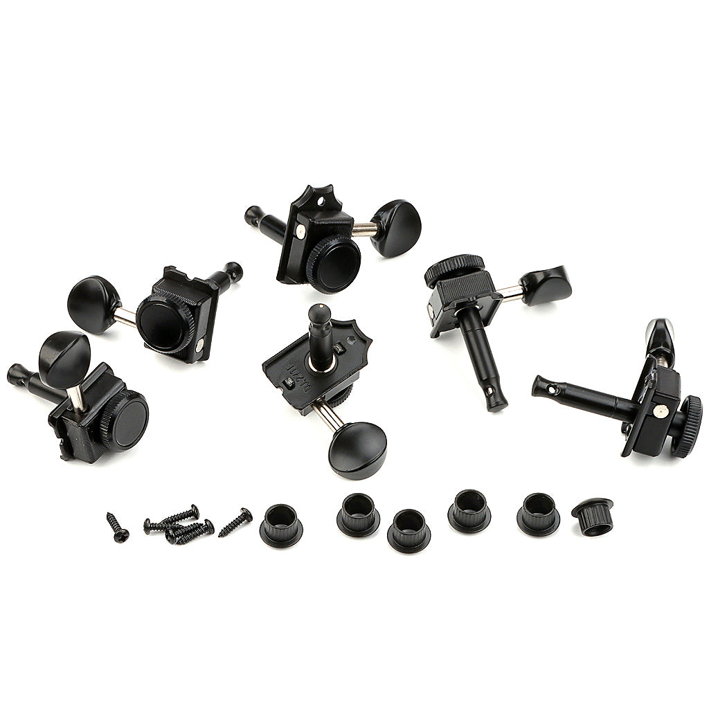 6 Inline Vintage Guitar Lock String Tuners Tuning Key Pegs Machine Heads for ST TL Style Electric Guitars Black