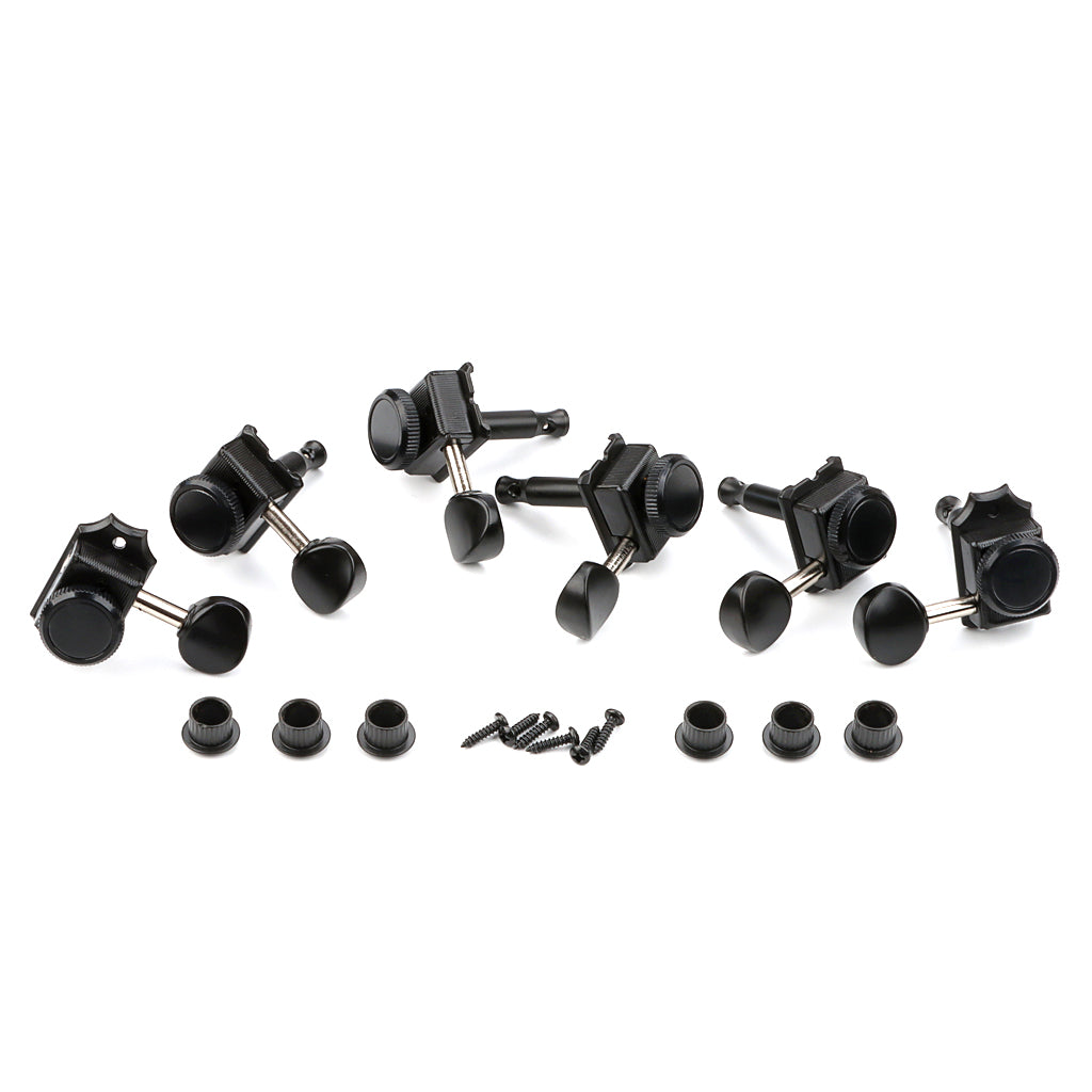 6 Inline Vintage Guitar Lock String Tuners Tuning Key Pegs Machine Heads for ST TL Style Electric Guitars Black