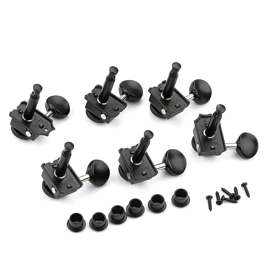 6 Inline Vintage Guitar Lock String Tuners Tuning Key Pegs Machine Heads for ST TL Style Electric Guitars Black