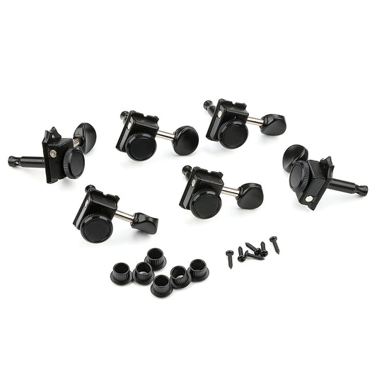 6 Inline Vintage Guitar Lock String Tuners Tuning Key Pegs Machine Heads for ST TL Style Electric Guitars Black