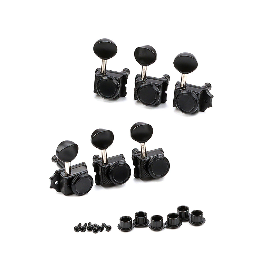 6 Inline Vintage Guitar Lock String Tuners Tuning Key Pegs Machine Heads for ST TL Style Electric Guitars Black