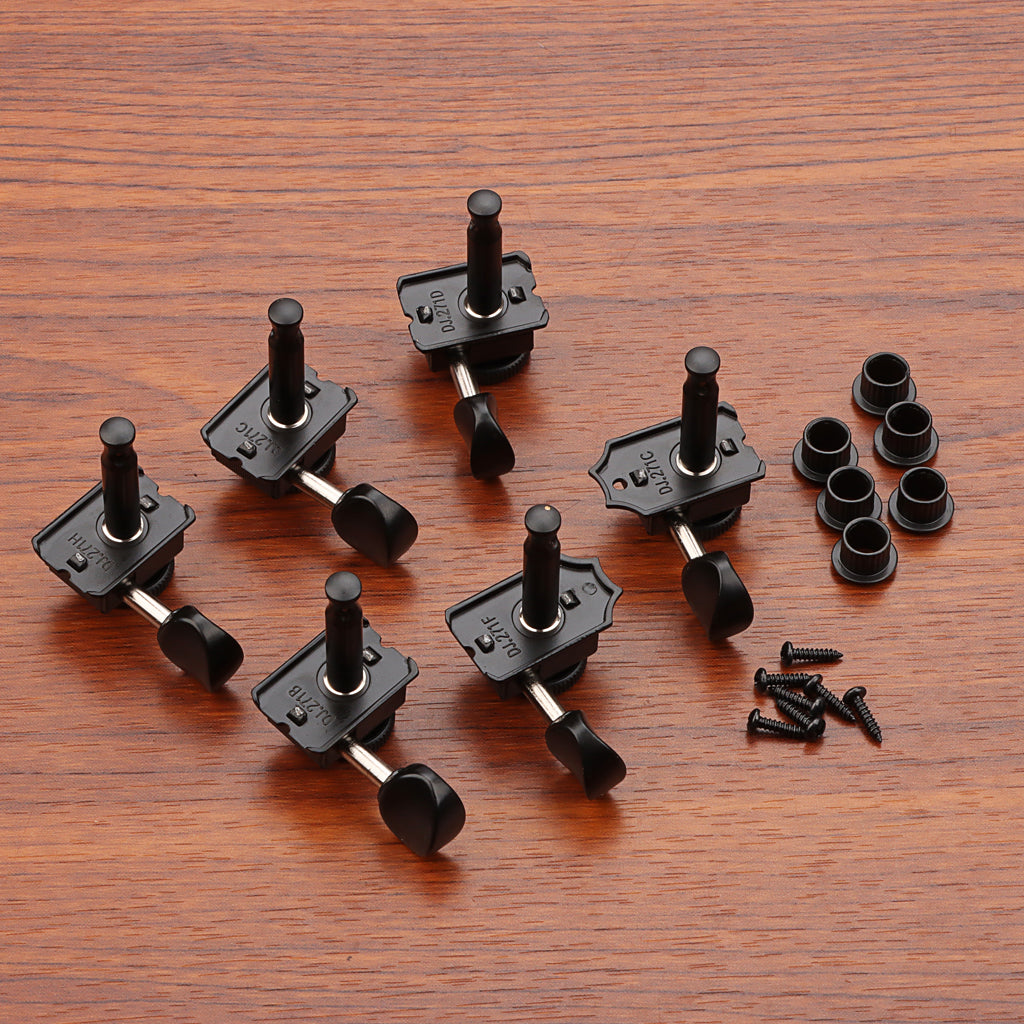 6 Inline Vintage Guitar Lock String Tuners Tuning Key Pegs Machine Heads for ST TL Style Electric Guitars Black