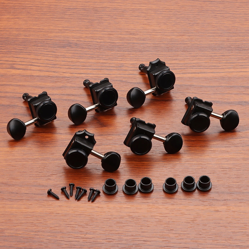 6 Inline Vintage Guitar Lock String Tuners Tuning Key Pegs Machine Heads for ST TL Style Electric Guitars Black